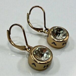 Tahari Gold Tone Crystal Dangle Earrings